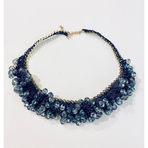 Glass Beaded Ruffle Lace Collar Necklace - Picture 1 of 2